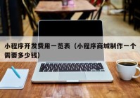 小程序开发费用一览表（小程序商城制作一个需要多少钱）