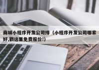 商城小程序开发公司排（小程序开发公司哪家好,戳这里免费报价!）